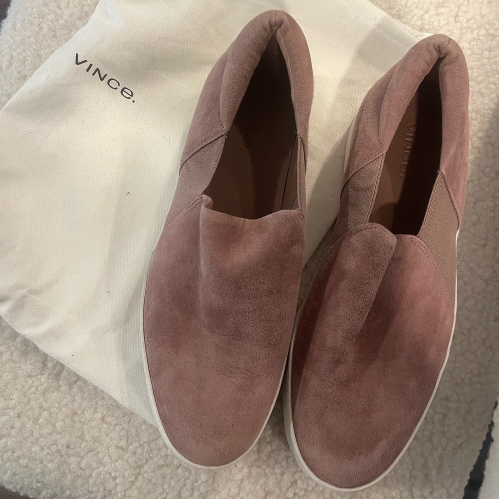 VINCE suede slip on platform sneakers